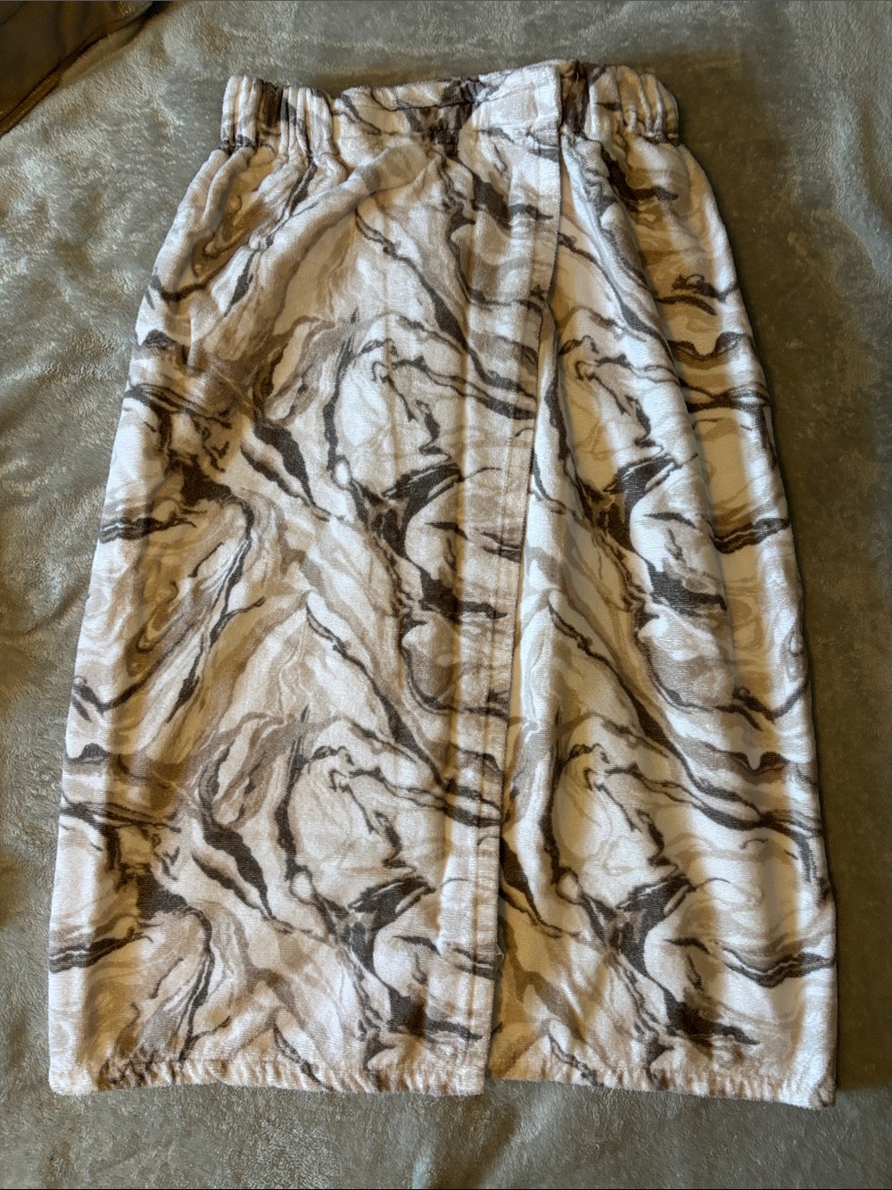 Marble-Print Shower Towel in Cream and Gray by Mainstays